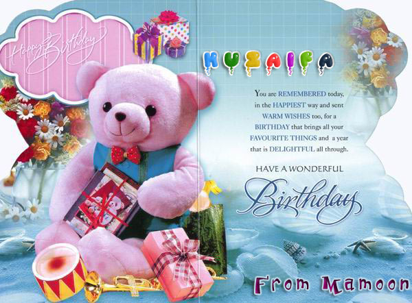 happy birthday card huzaifa