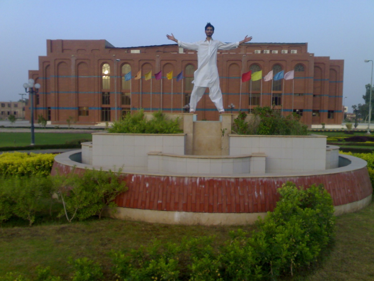 Me on fountain near Auditorium.