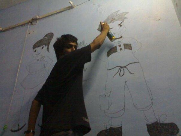 wht the hel i was doin in ma room... huh made the whole wall sluggy..... disgustin mer!