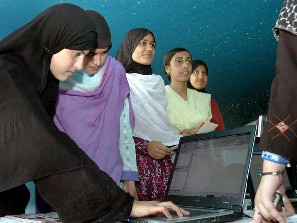 Students viewing the different stalls during an exhibition by the students of Centre for Advanced Studies in Engineering (CASE) held at Sir Syed Memorial Hall