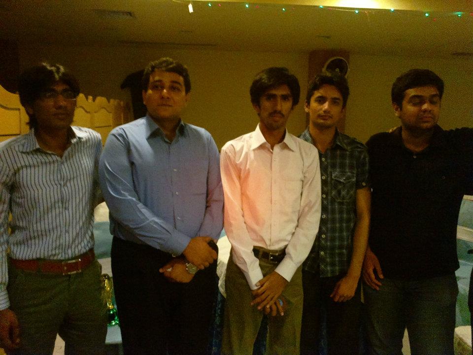 Muzamil Mehboob, Ali Asad Sahu, Ali Hasan and Haroon Tariq with maruf Pasha at Shangrilla Cuisine.